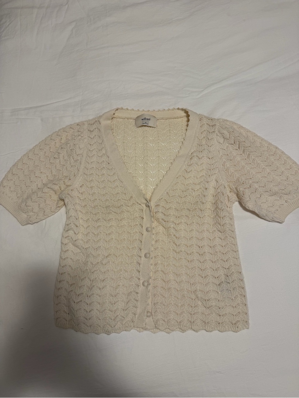 Wilfred Cream Open-Knit Short Sleeve Cardigan